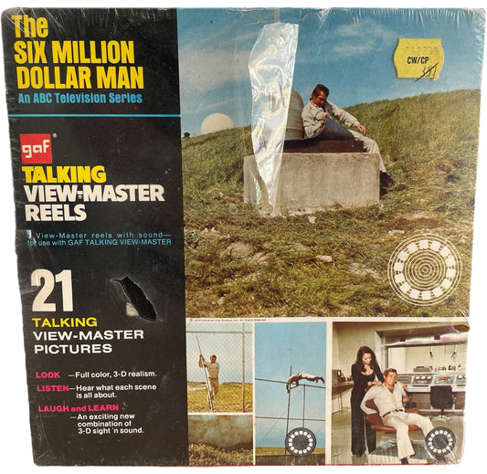Vintage 1973 The Six Million Dollar Man Talking View-Master Reels - 3 Reels With Sound : 21 Stereo Photos In Full Colour - Factory Sealed Shop Stock Room Find