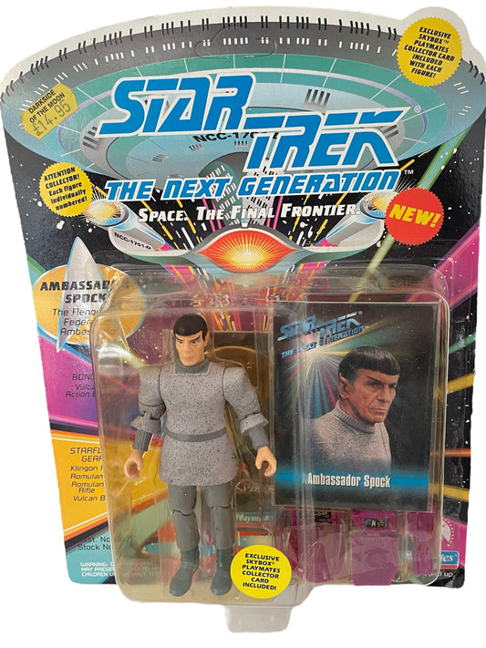 Vintage Playmates 1993 Star Trek The Next Generation Ambassador Spock Action Figure -The Renowned Federation Ambassador - Brand New Factory Sealed Shop Stock Room Find.