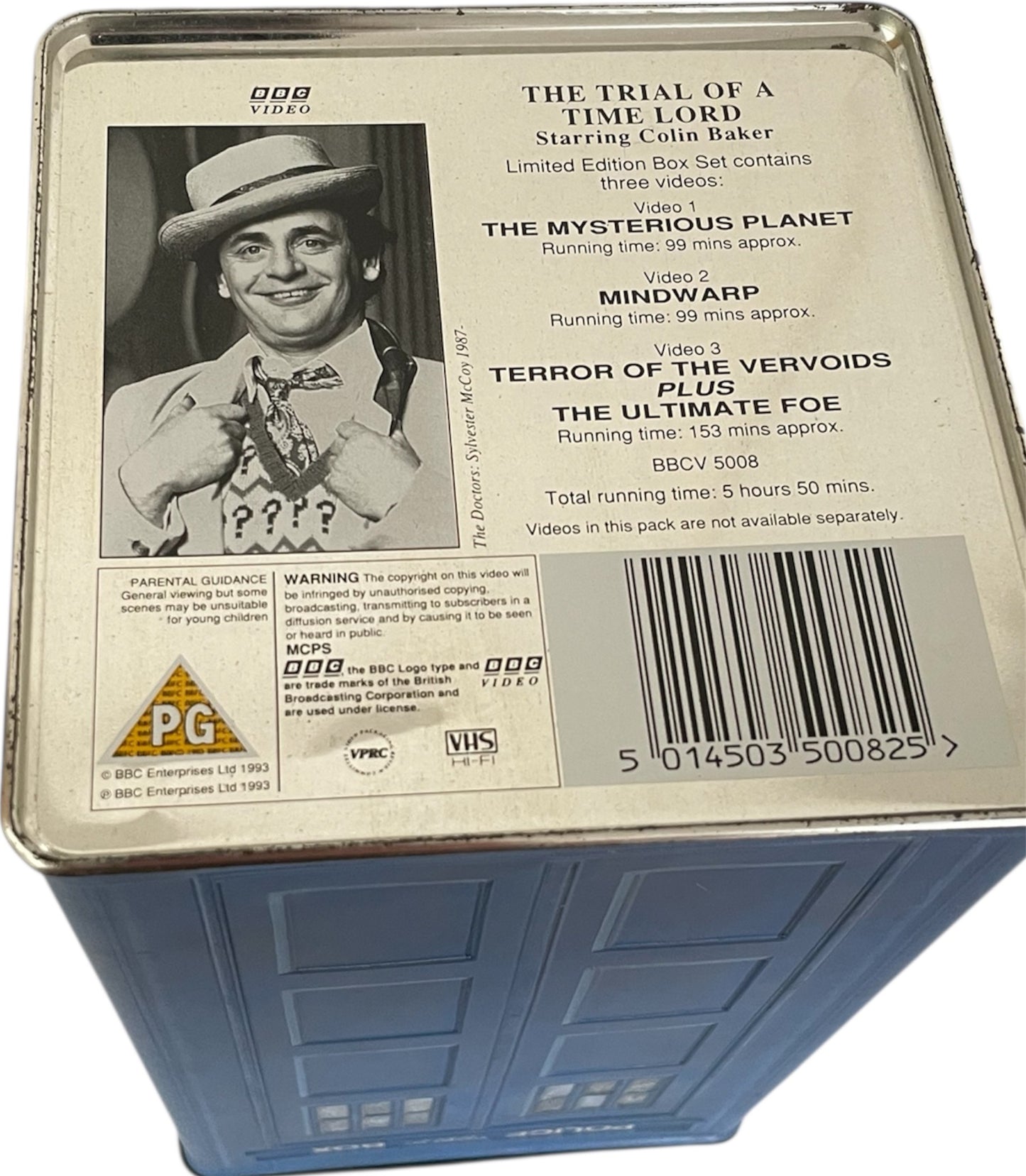 Vintage Dr Doctor Who The Trial Of A Time Lord Triple VHS Video Cassettes In A Limited Edition Collectable Tardis Tin - Shop Stock Room Find