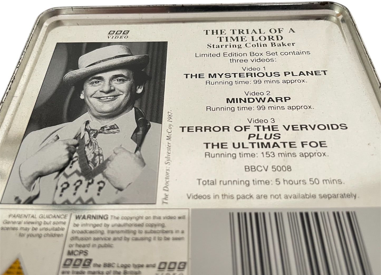 Vintage Dr Doctor Who The Trial Of A Time Lord Triple VHS Video Cassettes In A Limited Edition Collectable Tardis Tin - Shop Stock Room Find