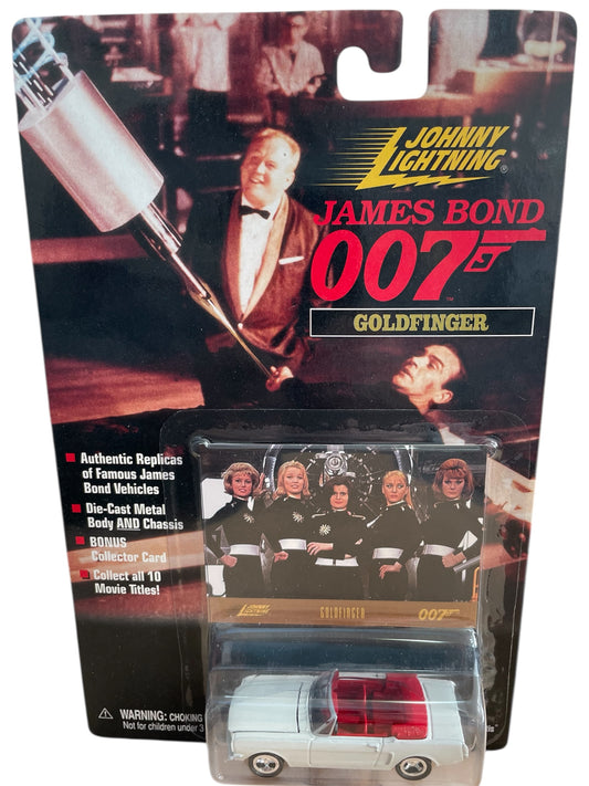 Vintage 1998 Johnny Lightning James Bond 007 - Goldfinger - Ford Mustang Convertible 1:65 Scale Die-Cast Vehicle Replica Model&nbsp;- Includes Free Collectors Card - Brand New Factory Sealed Shop Stock Room Find