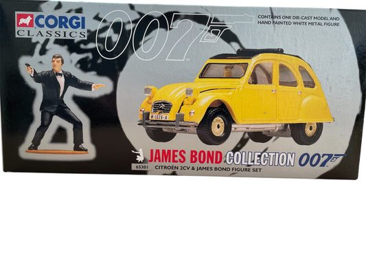 Vintage Corgi Classics 1998 James Bond 007 Collection - For Your Eyes Only Citroen 2CV 1/36 Scale Die-Cast Model Vehicle Replica Number 65301 With Metal James Bond Figure - Brand New Shop Stock Room Find