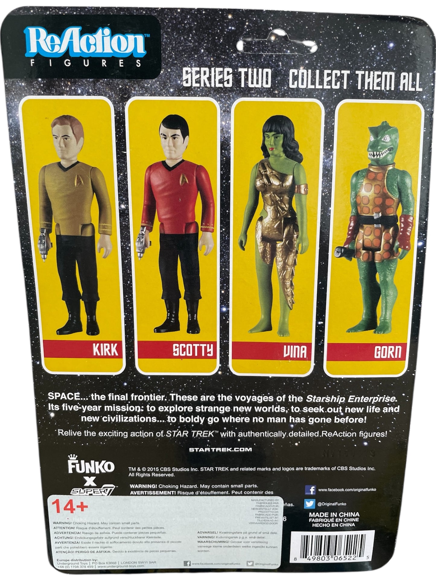 Super7 Funko 2015 Star Trek The Original Series Captain Kirk Beaming 3 3/4" ReAction Action Figure - Brand New Factory Sealed Shop Stock Room Find