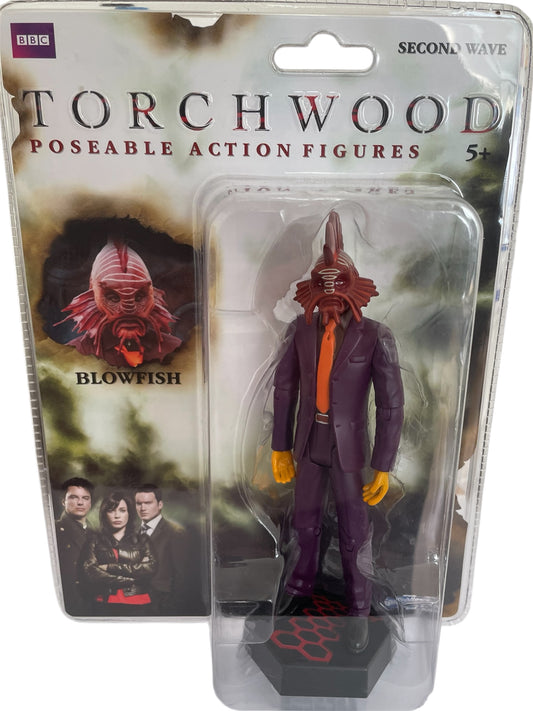 Vintage 2006 Dr Who Spin Off - Torchwood Wave Two Blowfish Highly Detailed Poseable Action Figure With Detachable Display Plinth - Brand New Factory Sealed Shop Stock Room Find.