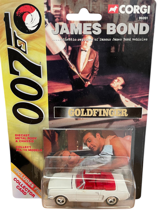Vintage 1999 Corgi James Bond 007 - Goldfinger - Ford Mustang Convertible 1:65 Scale Die-Cast Vehicle Replica Number 99653 - Includes Free Collectors Card