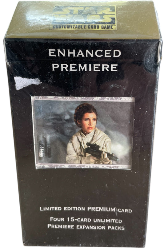 Vintage 1998 Star Wars The Original Trilogy Customizable Card Game Leia With Blaster Enhanced Premiere Limited Edition Four 15 Card Expansion Packs - Brand New Factory Sealed Shop Stock Room Find