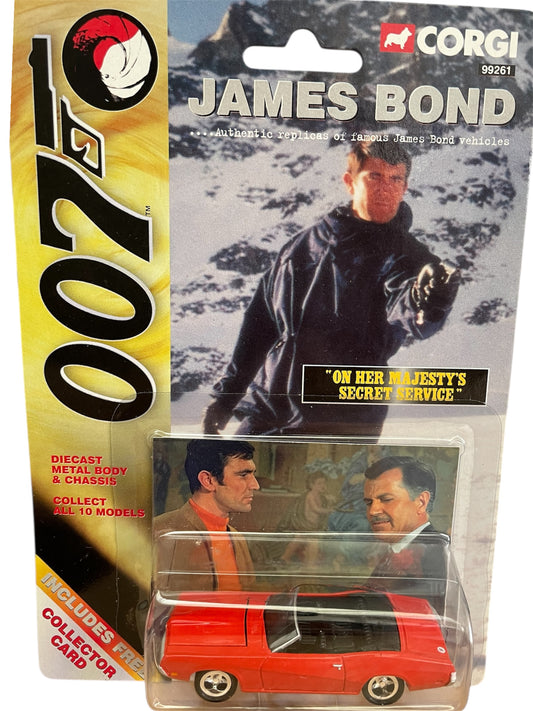 Vintage 1999 Corgi James Bond 007 - On Her Majestys Secret Service - Mercury Cougar XR7 Convertible 1:65 Scale Die-Cast Vehicle Replica Number 99655 - Includes Free Collectors Card - Brand New Factory Sealed Shop Stock Room Find