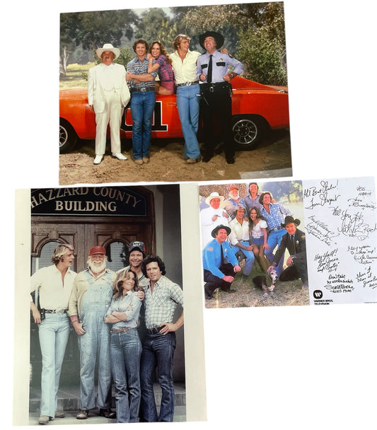 Vintage 1980's The Dukes Of Hazzard Photograph Set With Facsimile Autographs - Mint Condition Ex Shop Stock