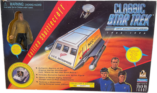 Vintage Playmates 1996 Classic Star 30th Anniversary Trek Galileo Shuttlecraft With Exclusive Captain Kirk Action Figure - Former Shop Counter Display Item