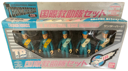 Vintage 1992 Gerry Andersons Thunderbirds The International Rescue Organization Action Figure Set - Includes All 5 Tracy Brothers 5 Inch Figures - Former Shop Display Set