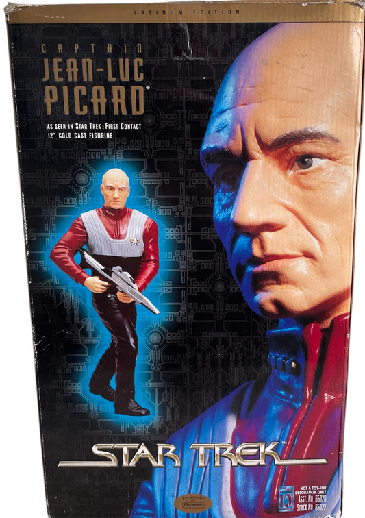 Vintage Playmates 1997 Star Trek First Contact Captain Jean-Luc Picard Resin Cold Cast Collectable 12 Inch Figurine Limited Edition No. 1 Of 5000 Pcs - Unsold Former Shop Stock