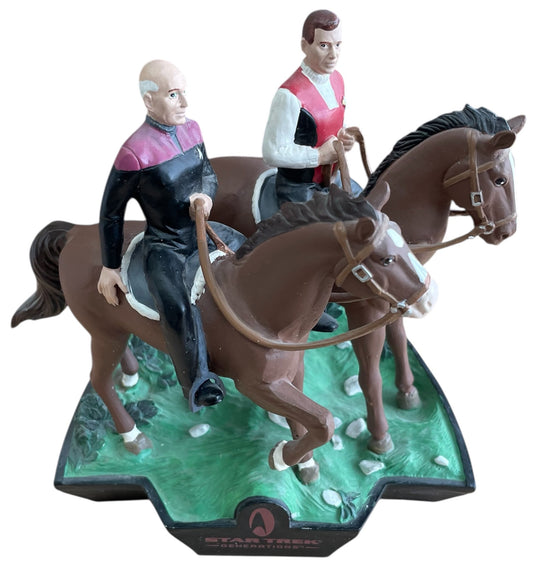 Vintage 1995 Star Trek Generations - Two Captains On Horseback - Limited Edition Collectable Figurine Diorama Featuring Captain Kirk And The Captain Picard - Former Shop Counter Display Item