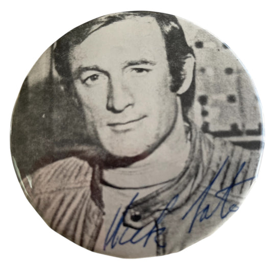 Vintage 1970's Gerry Andersons Space 1999 - Captain Alan Carter Pin Badge - Autographed By Nick Tate - Fantastic Condition