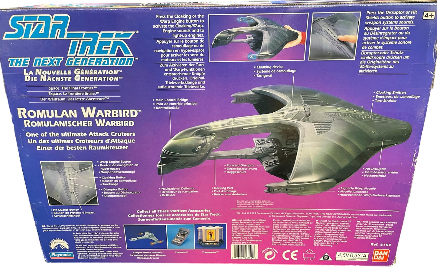 Vintage Playmates 1993 Star Trek The Next Generation Collectors Series Electronic Romulan Warbird Replica Model Star Ship - Shop Stock Room Find