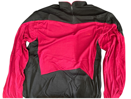 Vintage Warp One 1996 Star Trek The Next Generation Red Command Uniform Long Sleeve Shirt - Size Large 36-38 - Unsold Shop Stock