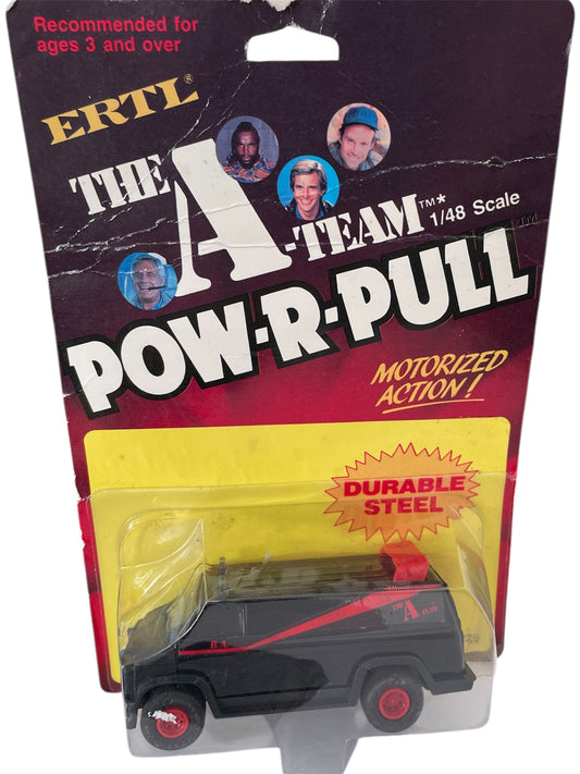 Vintage 1983 ERTL The A Team POW-R-PULL B.A Baracus GMC Die-cast Metal Van 1:48 Scale -With Pull Back And Go Motorized Action - Factory Sealed Former Shop Stock