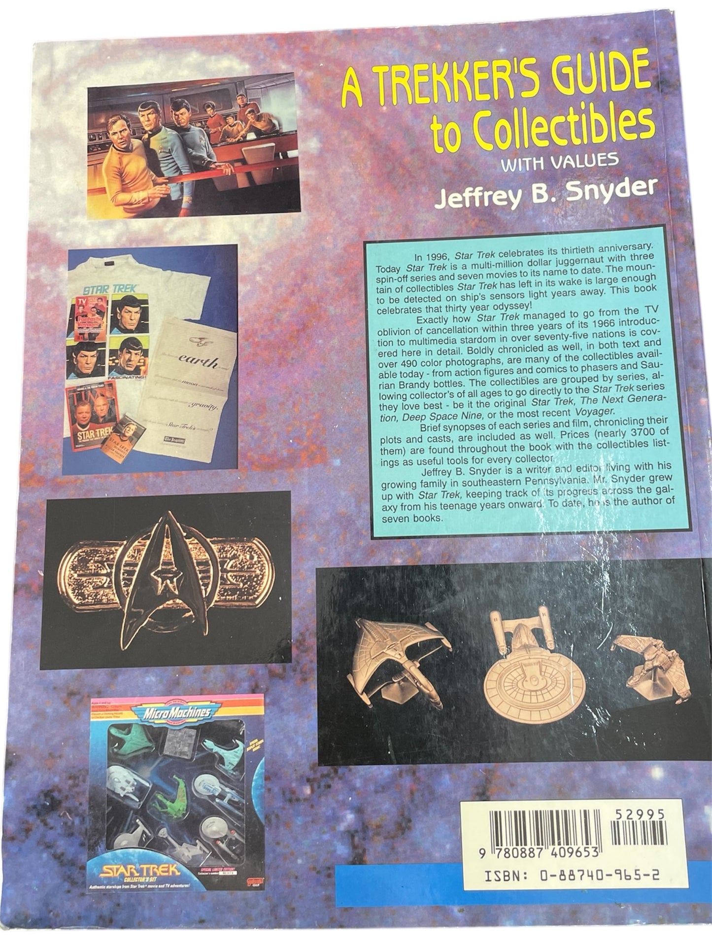 Vintage Schiffer 1996 Star Trek A Trekker's Guide To Collectibles - Large Paperback Book - Very Good Condition.