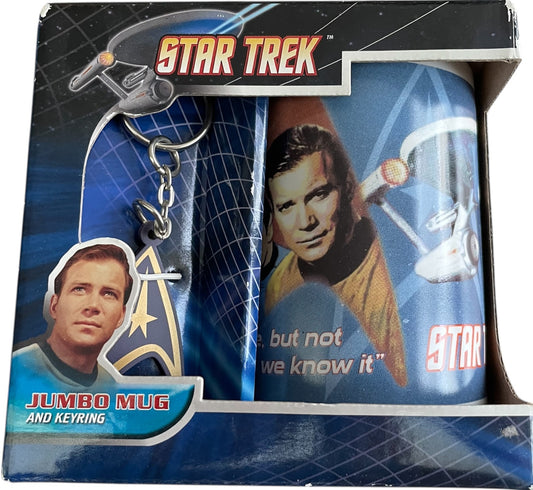 Vintage 2009 Star Trek The Original Series Jumbo Ceramic Mug and Keyring Featuring Captain Kirk &amp; Mr Spock - Unsold Former Shop Stock