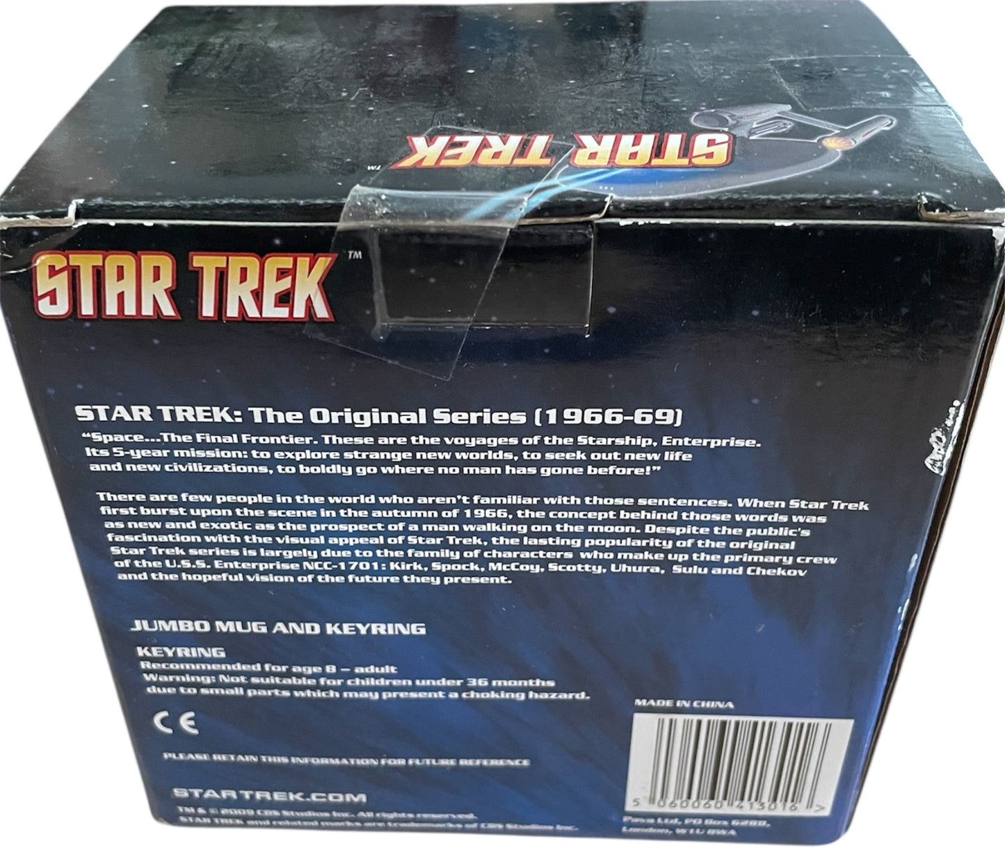Vintage 2009 Star Trek The Original Series Jumbo Ceramic Mug and Keyring Featuring Captain Kirk &amp; Mr Spock - Unsold Former Shop Stock