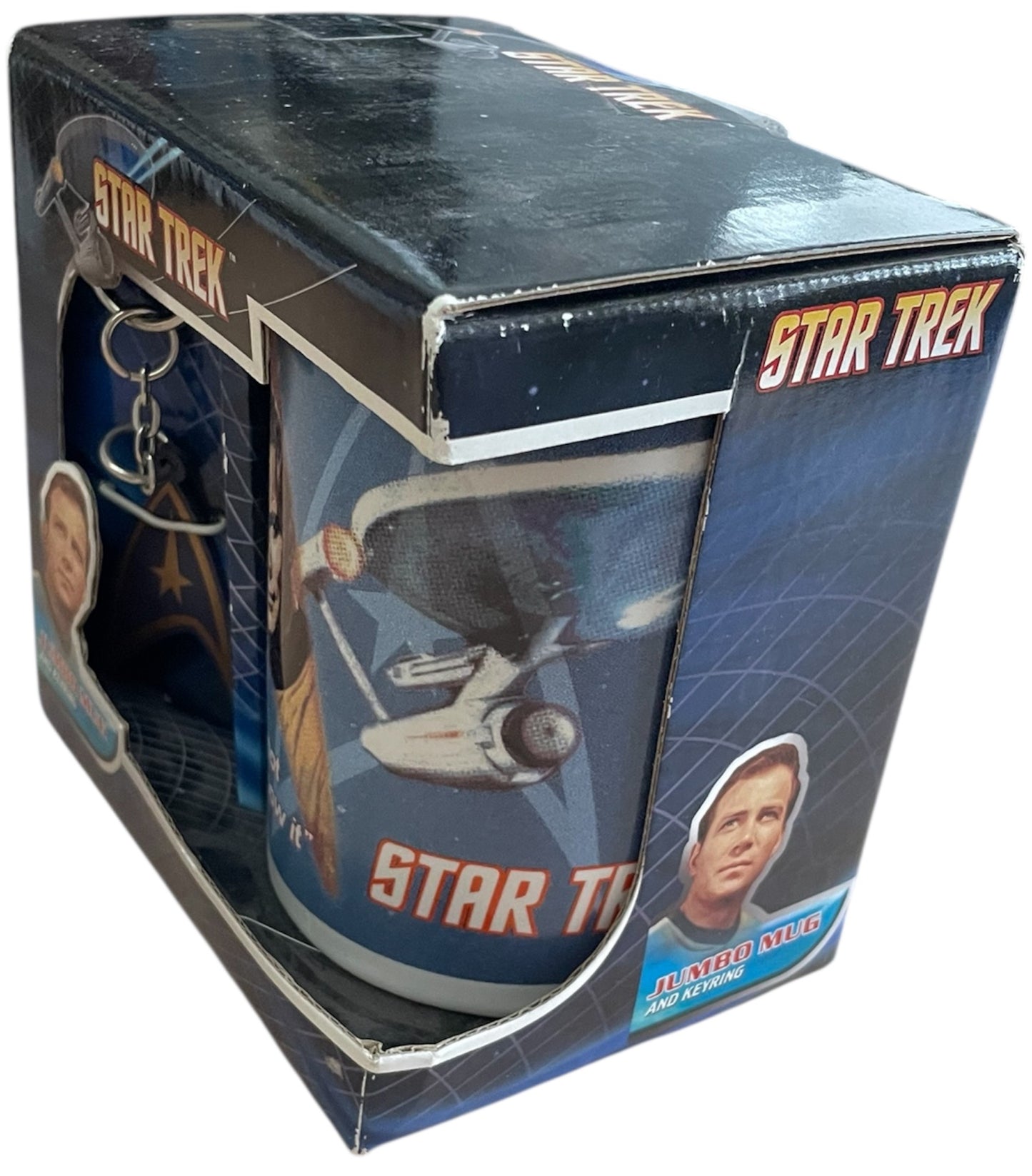Vintage 2009 Star Trek The Original Series Jumbo Ceramic Mug and Keyring Featuring Captain Kirk &amp; Mr Spock - Unsold Former Shop Stock