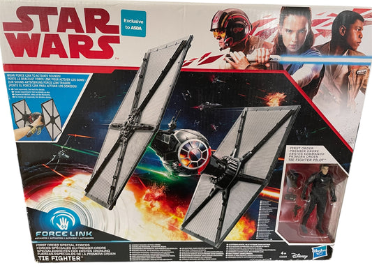 2017 Star Wars The Last Jedi - First Order Special Forces Tie Fighter And Pilot Vehicle & Figure Set With Force Link Activated - Brand New Factory Sealed Shop Stock Room Find