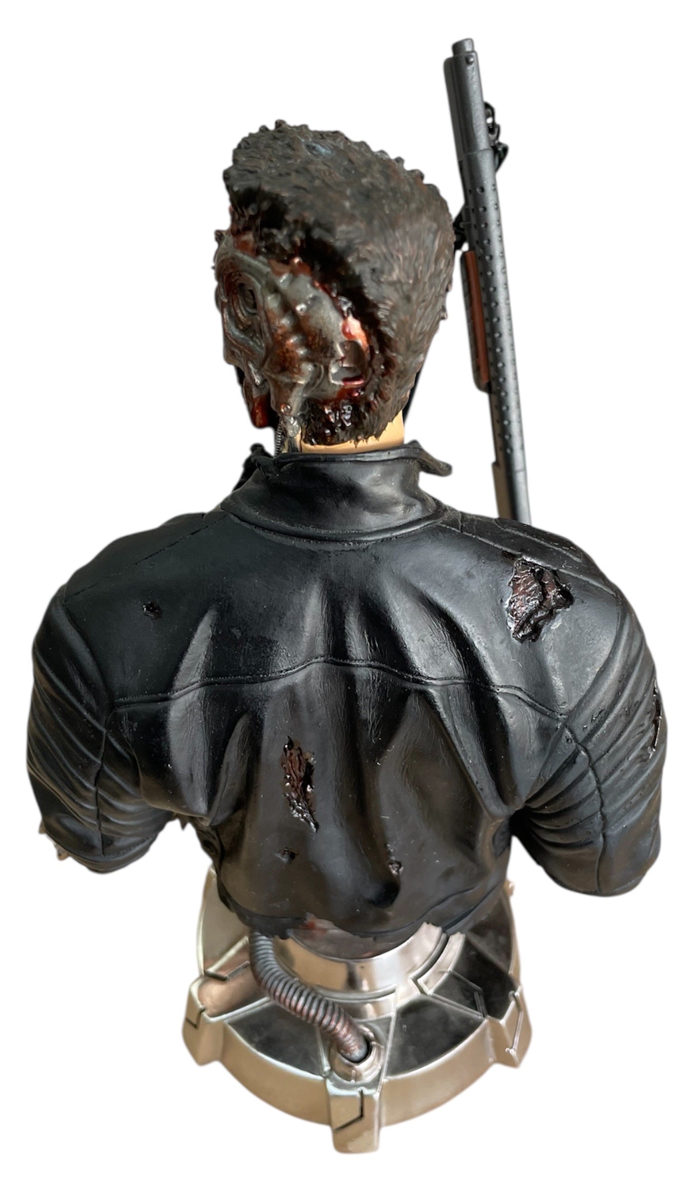 Vintage Gentle Giant 2003 Ultra Rare Limited Edition Terminator 3 - Rise Of The Machines T-850 Battle Damaged Chrome Plated Mini Bust Statue Figurine Light-Up Version - Former Shop Stock