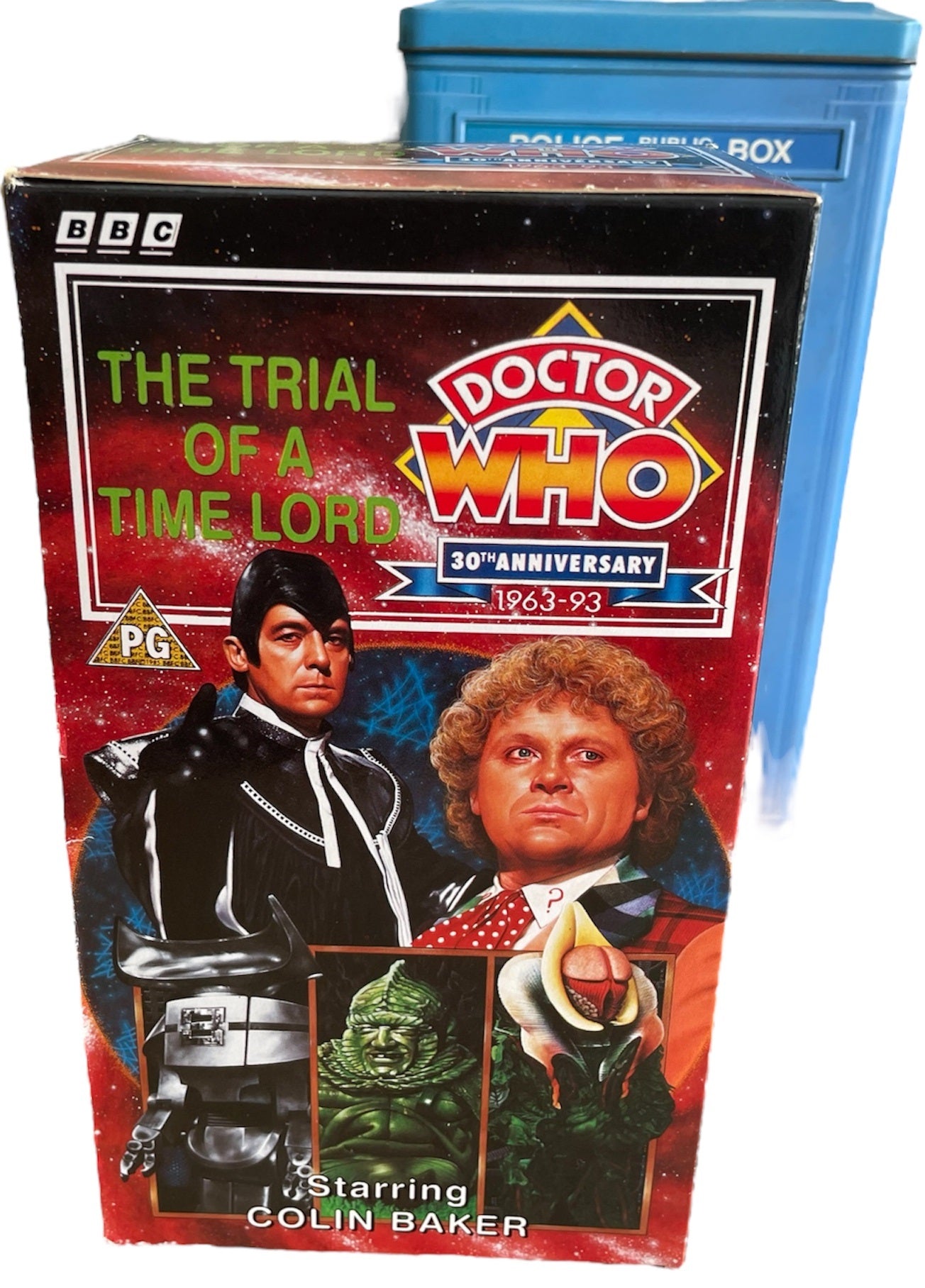 Vintage Dr Doctor Who The Trial Of A Time Lord Triple VHS Video Cassettes In A Limited Edition Collectable Tardis Tin - Shop Stock Room Find