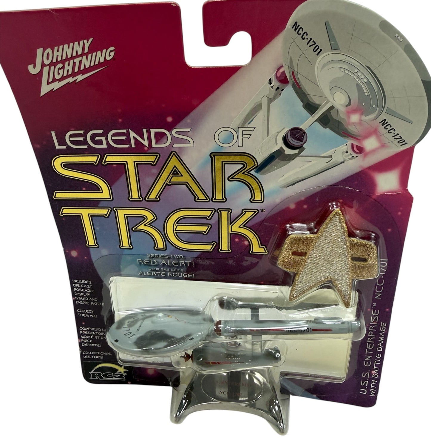 Vintage 2005 Johnny Lightning Die-Cast Star Trek The Original Series USS Enterprise NCC-1701 With Battle Damage Space Star Ship - Factory Sealed Shop Stock Room Find