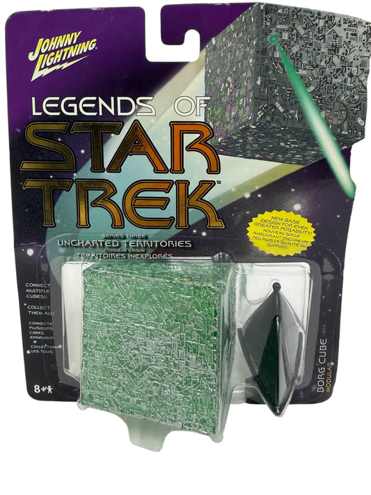 Vintage 2006 Johnny Lightning Legends Of Star Trek Series Three Uncharted Territories - Translucent Green Modular Borg Cube - Ultra Rare - Mint On Card