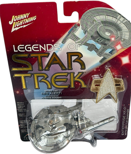 Vintage 2005 Johnny Lightning Die-Cast Star Trek Enterprise - Enterprise NX-01 With Battle Damage Space Star Ship - Factory Sealed Shop Stock Room Find