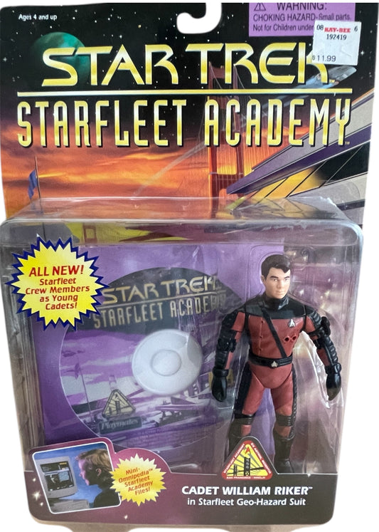 Vintage Playmates 1996 Star Trek Starfleet Academy Series Cadet William Riker Action Figure - Brand New Factory Sealed Shop Stock Room Find.
