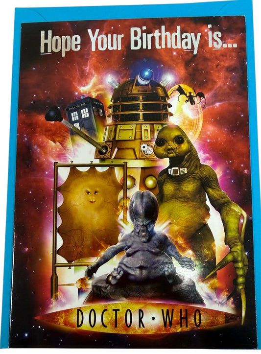 Vintage Danila 2005 Dr Doctor Who  Birthday Card - The Adversaries - Out Of This World Birthday - Brand New Shop Stock Room Find