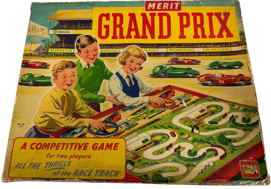 Vintage 1953 Merit Grand Prix Racing Game - Complete &amp; Working - In The Original Box
