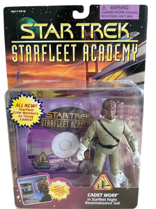 Vintage Playmates 1996 Star Trek Starfleet Academy Series Cadet Worf Action Figure - Brand New Factory Sealed Shop Stock Room Find