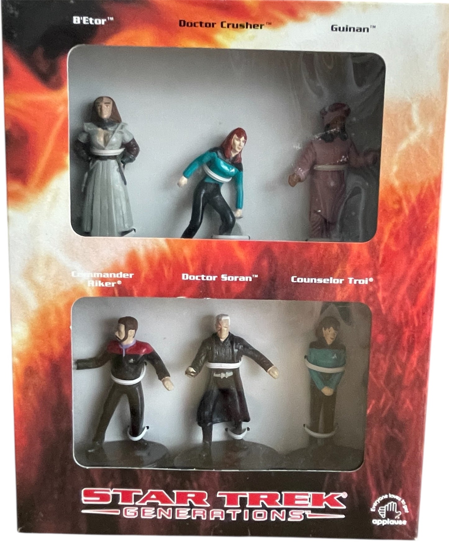 Vintage Applause 1994 Star Trek Generations Six Action Figure Box Set By Applause - Brand New Factory Sealed Shop Stock Room Find