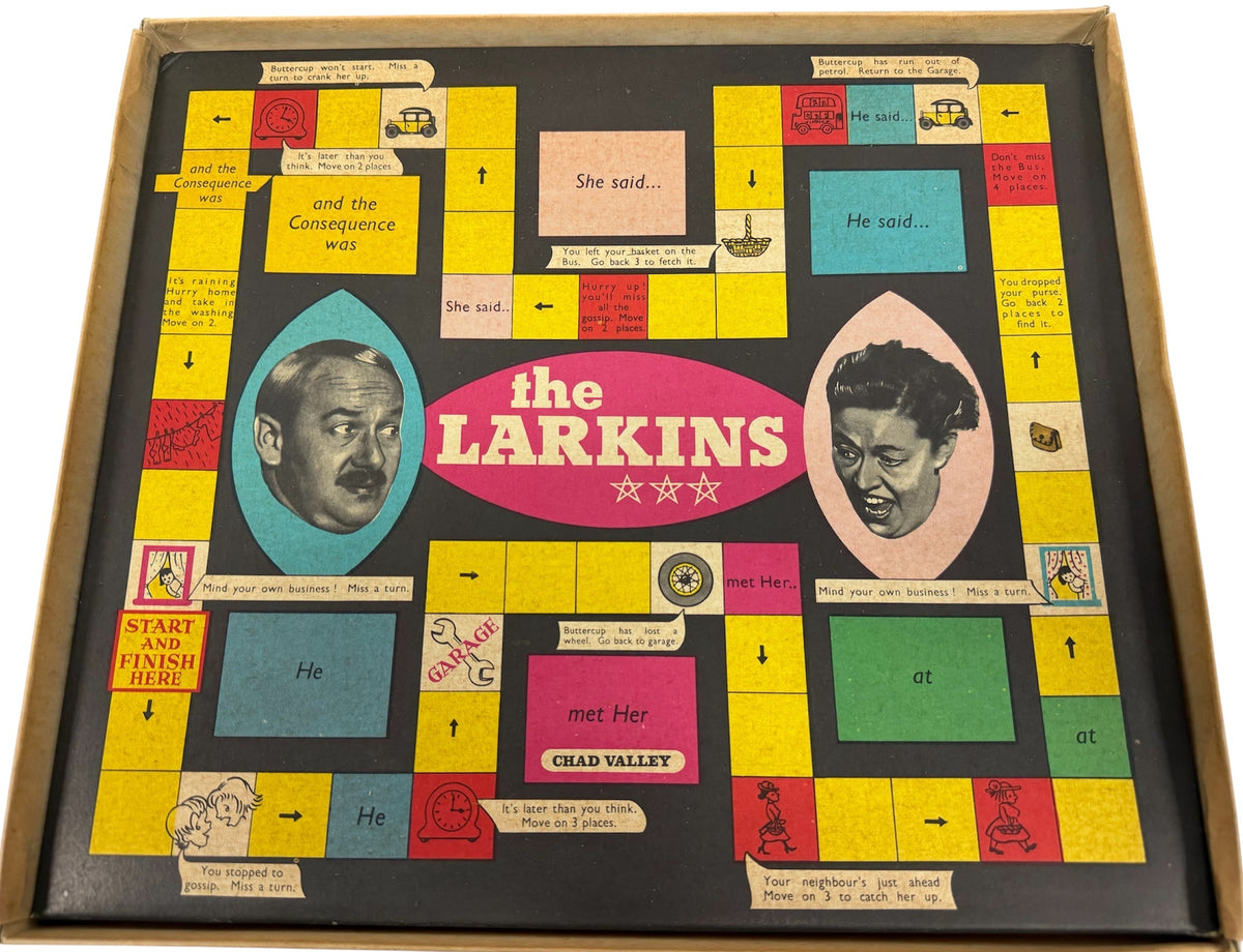 Vintage 1950s Chad Valley Television Game -Play Consequences With The Larkins - Unsold Shop Stock Room Find
