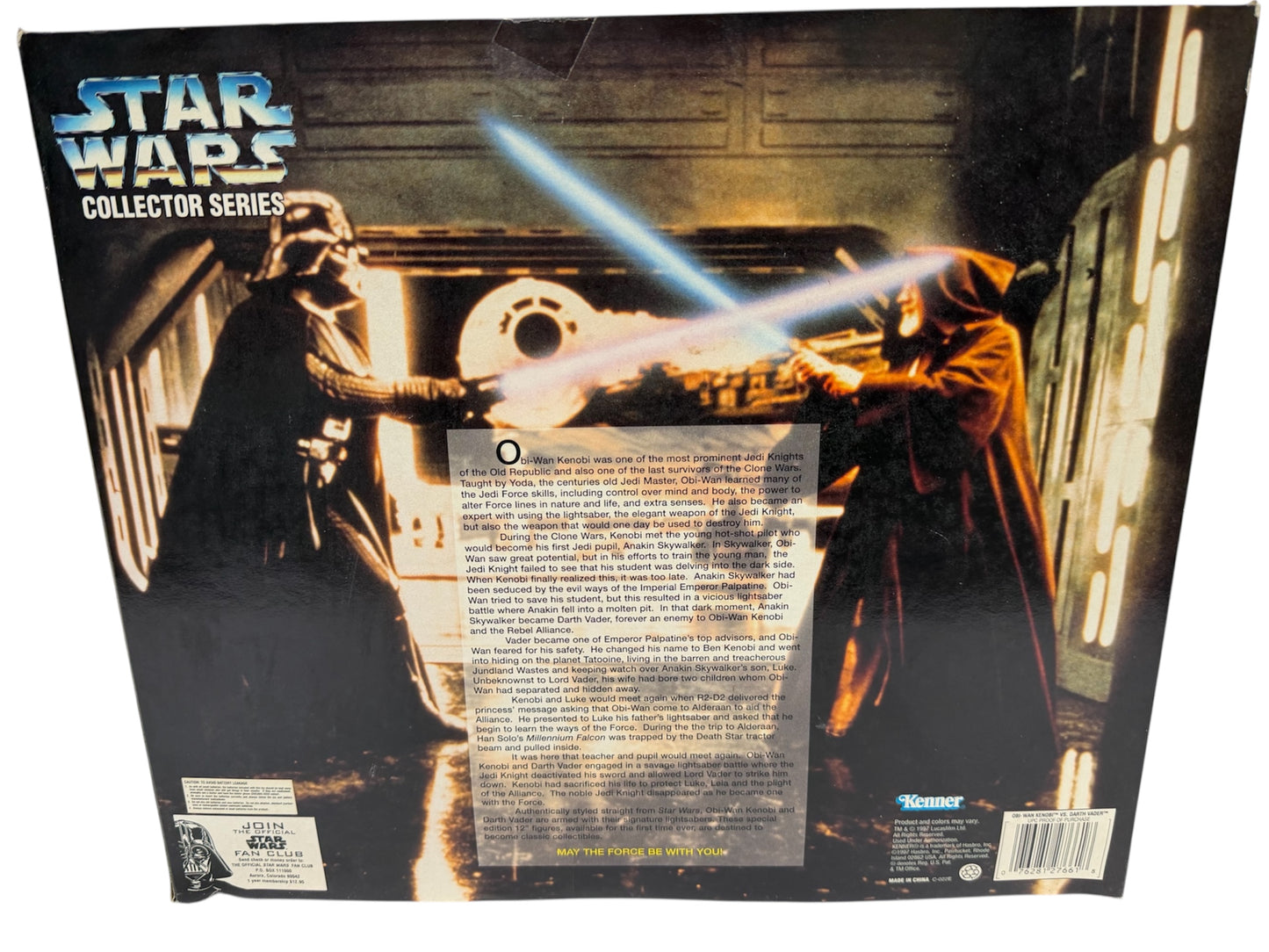 Vintage 1997 Star Wars Collector Series Electronic Power F/X Obi-Wan Kenobi Vs. Darth Vader 12 Inch Fully Poseable Action Figure Set With Authentically Styled Outfit and Accessories - Factory Sealed Shop Stock Room Find