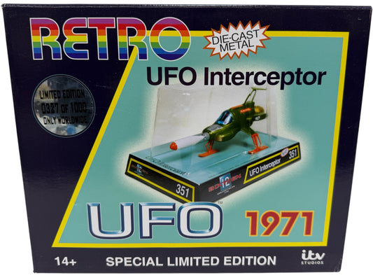 Sixteen 12 2020 Gerry Andersons UFO Retro - UFO Interceptor Diecast Model With Presentation Display Base With Plastic Lid - Brand New Shop Stock Room Find