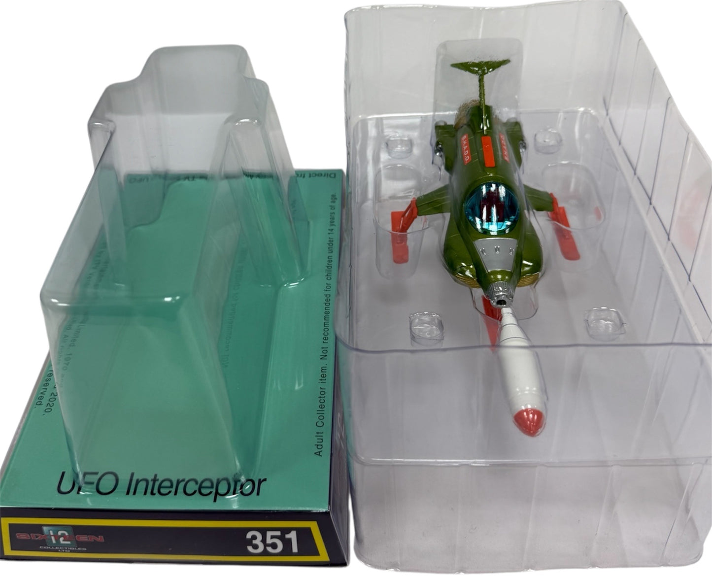 Sixteen 12 2020 Gerry Andersons UFO Retro - UFO Interceptor Diecast Model With Presentation Display Base With Plastic Lid - Brand New Shop Stock Room Find