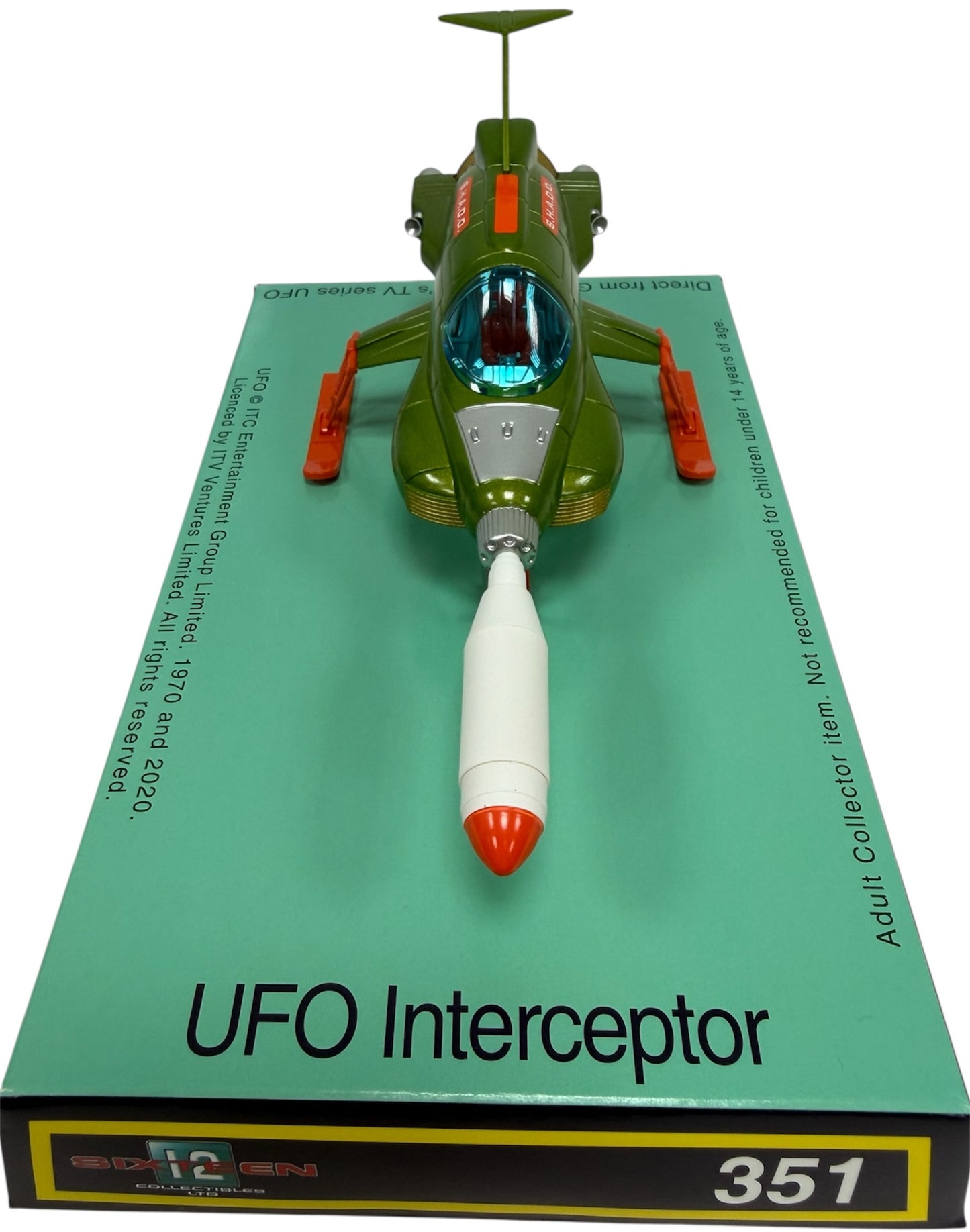 Sixteen 12 2020 Gerry Andersons UFO Retro - UFO Interceptor Diecast Model With Presentation Display Base With Plastic Lid - Brand New Shop Stock Room Find