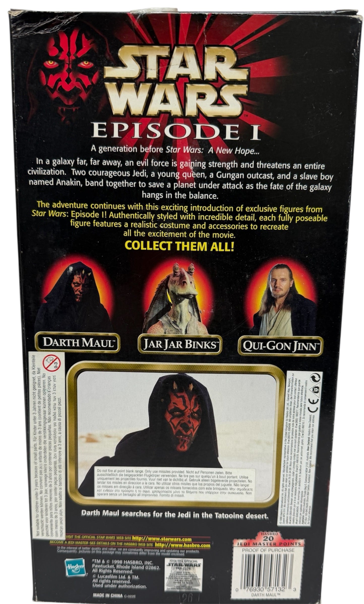 Vintage 1999 Star Wars Episode 1 The Phantom Menace Darth Maul 12 Inch Fully Poseable Action Figure, Authentically Styled Outfit and Accessories, including Lightsaber - Factory Sealed Shop Stock Room Find