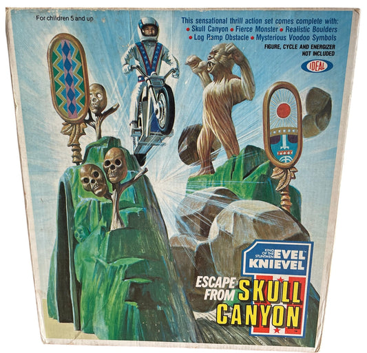 Vintage Ideal 1975 Evel Knievel King Of The Stuntmen Escape From Skull Canyon Play Set&nbsp; - In The Original Box - Former Shop Display Set
