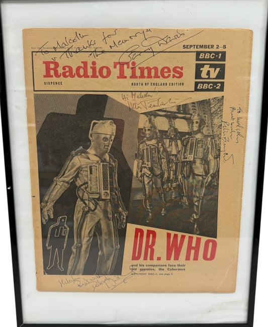 Vintage Radio Times Magazine September 2-8 1967 - Tomb Of The Cybermen - Dr Who Front Cover - Autographed By Gerry Davis, Victor Pemberton, Peter Bryant & Deborah Watling - Ultra Rare - Very Good Condition