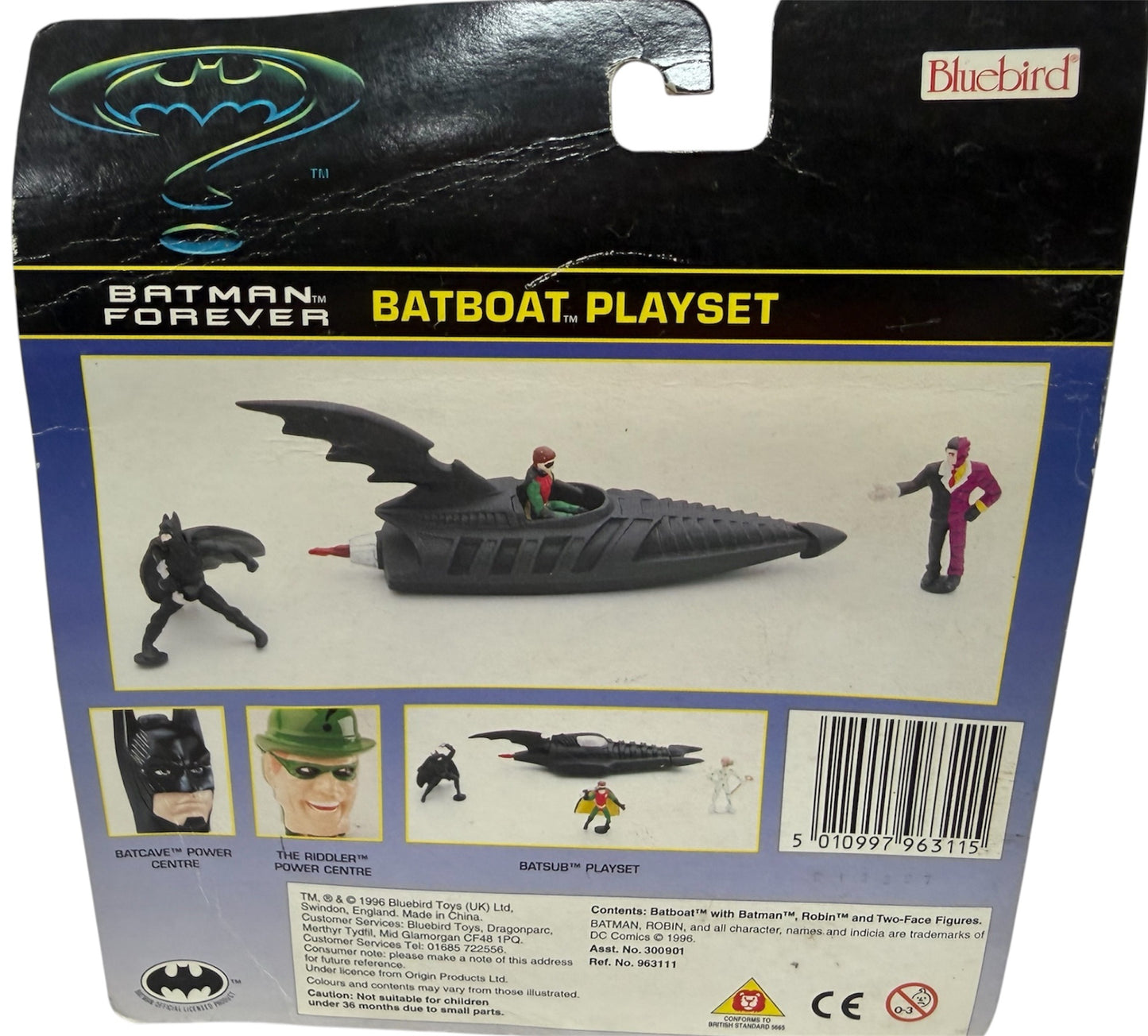 Vintage Bluebird Toys 1996 Batman Forever Batboat Mini Playset - Factory Sealed Shop Stock Room Find