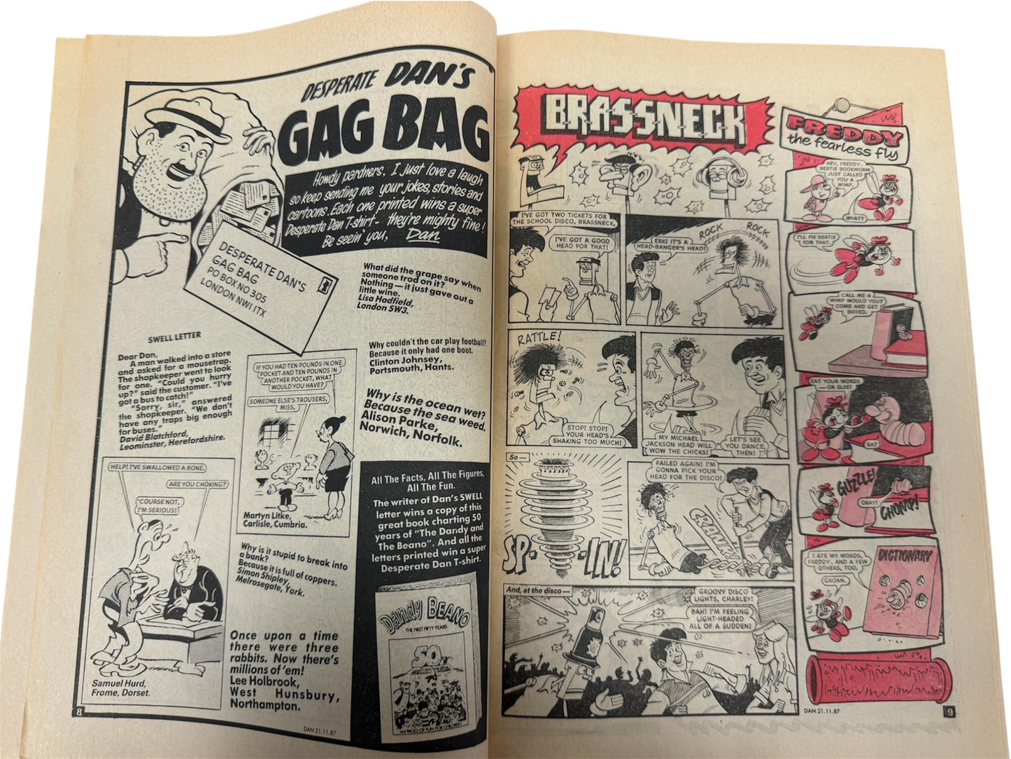 Vintage 1987 The Dandy Weekly Boys And Girls Comic Issue No. 2400 November 21st 1987 By D C Thompson & Co (7.0 Grade)