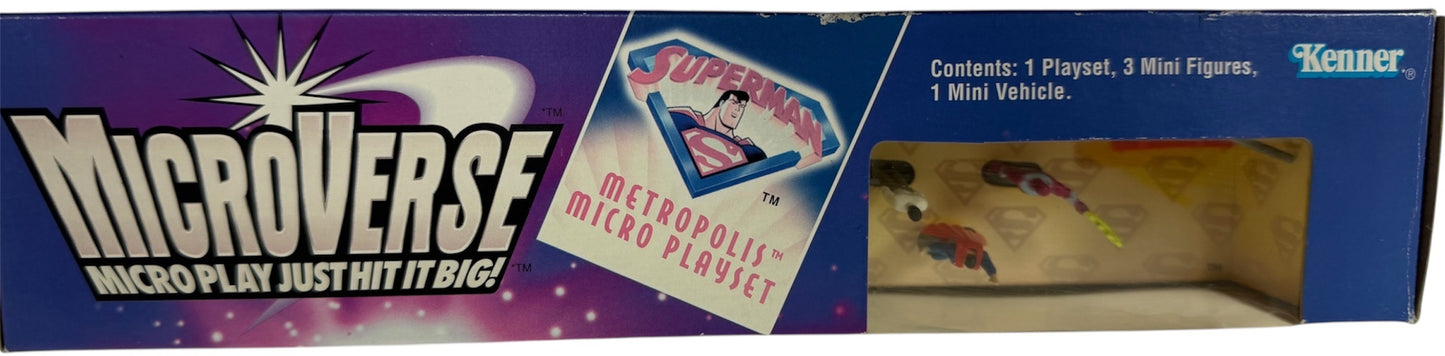 Vintage Kenner 1996 DC Comics Microverse - Superman Metropolis Micro Playset With Figures & Vehicle - Ex Shop Stock