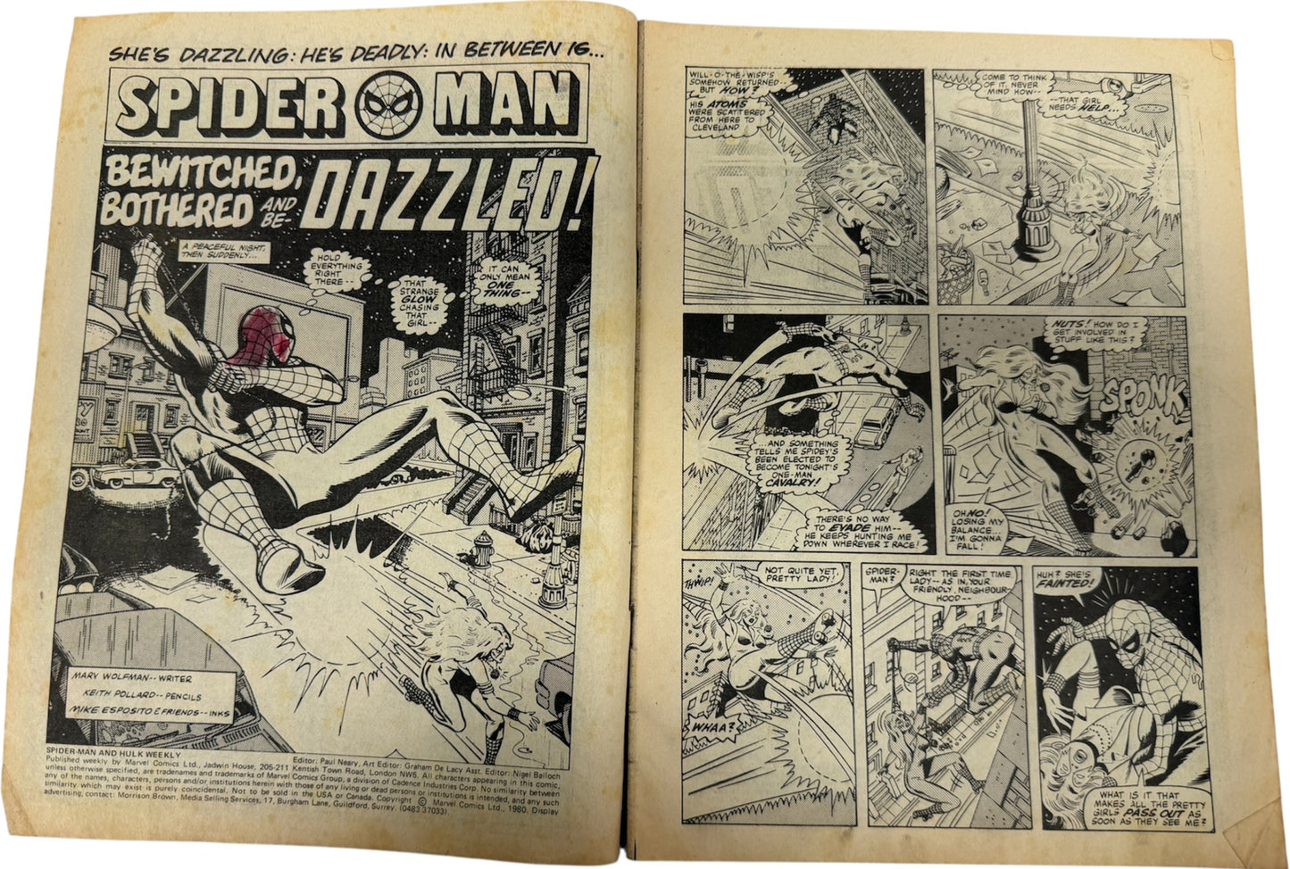 Vintage 1980 Marvel Comics Spider-Man And Hulk Weekly Comic Issue Number No.384 17th July 1980 Guest Starring Spider-Women &amp; She-Hulk - Ex Shop Stock (2.5 Grade)