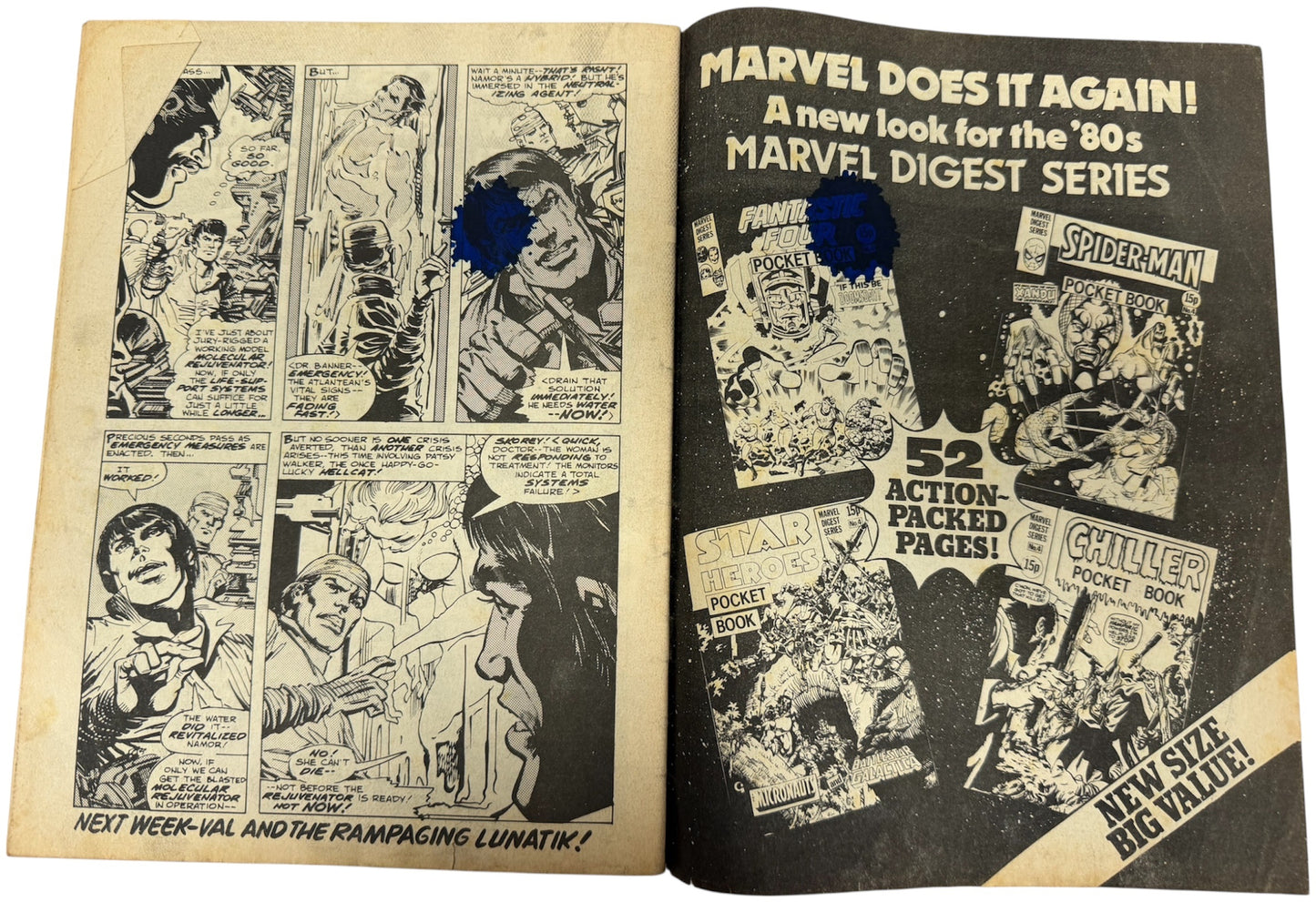 Vintage 1980 Marvel Comics Spider-Man And Hulk Weekly Comic Issue Number No.384 17th July 1980 Guest Starring Spider-Women &amp; She-Hulk - Ex Shop Stock (2.5 Grade)