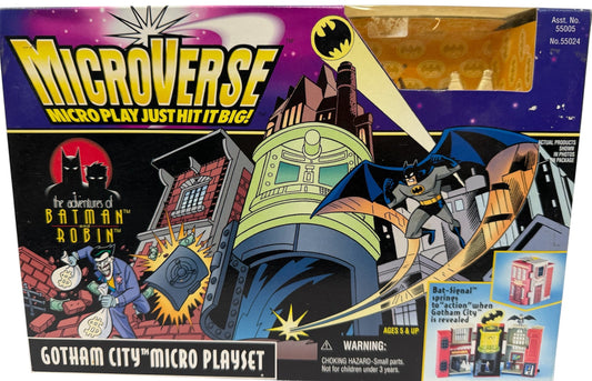 Vintage Kenner 1997 DC Comics Microverse - Batman & Robin Gotham City Micro Playset With Figures - Ex Shop Stock