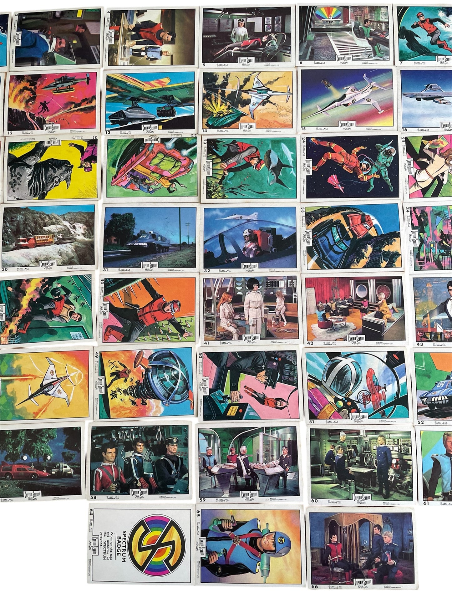 Vintage Gerry Andersons 1967 Anglo Confectionary Captain Scarlet And The Mysterons Bubble Gum Cards Complete Set Of 66 Cards - Very Good Condition Very Rare Complete Set